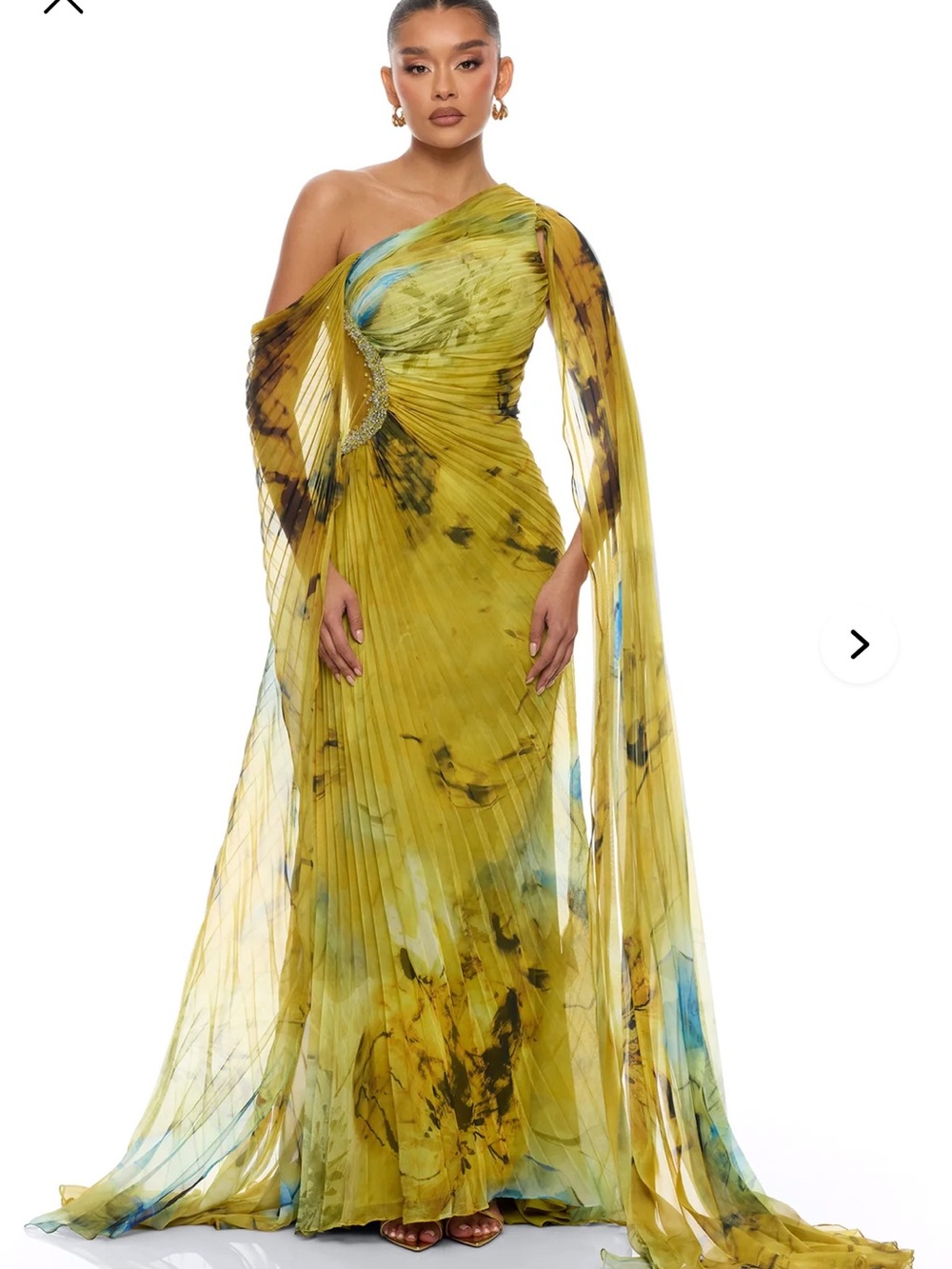 Cleo Draped Pleated Maxi Dress - Green